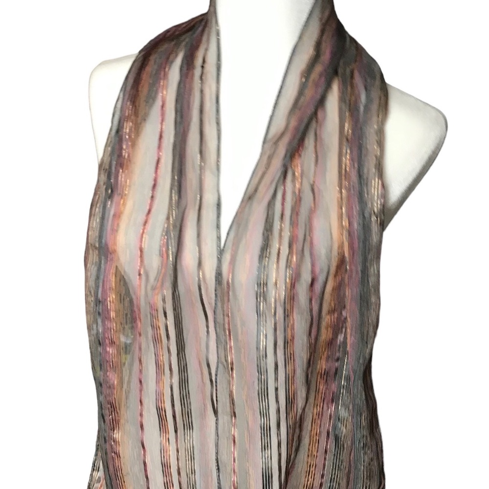 Sheer, Silk Multicolor, Multi-use 10” x 50” Scarf. $20. - Picture 5 of 9